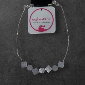 NWT nadineWest Silver Geometric Choker Necklace ~15"